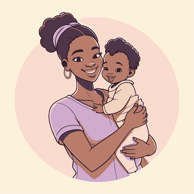 Hand drawn illustration of a mother and your baby