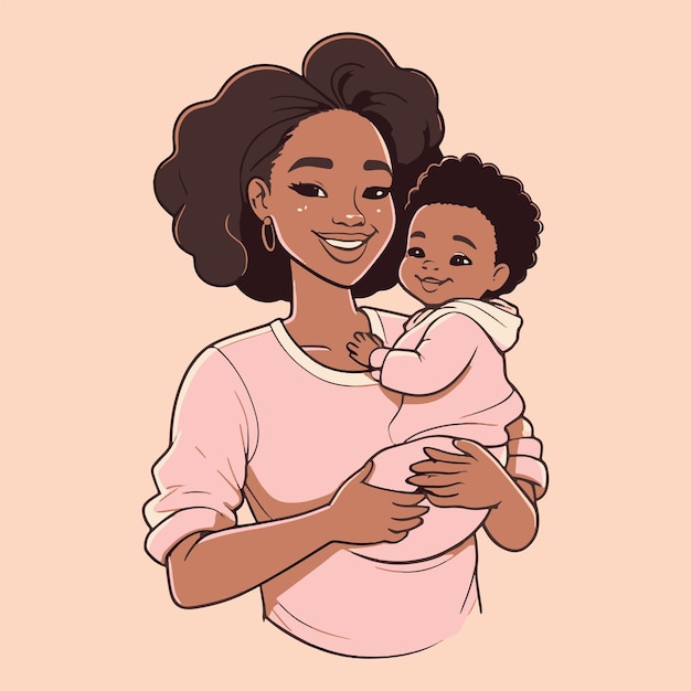 Hand drawn illustration of a mother and your baby