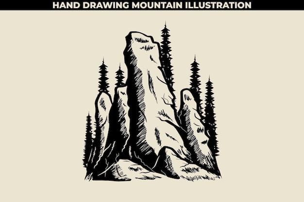 Hand drawn illustration of a mountain. Can be printed on stickers, t-shirts, etc. EPS file format.