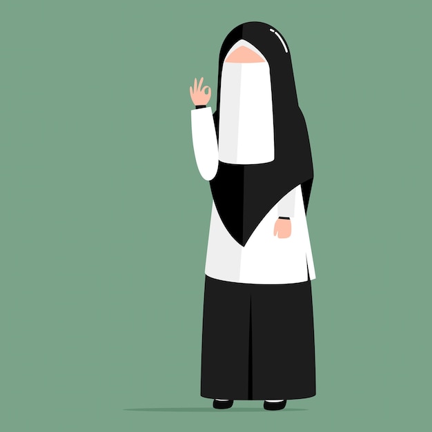 Vector hand drawn illustration of muslim teacher