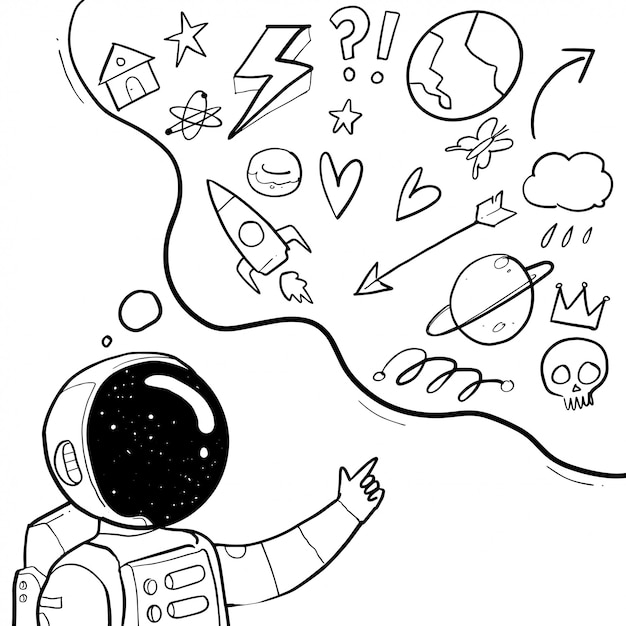 宇宙飛行士の手描きイラスト