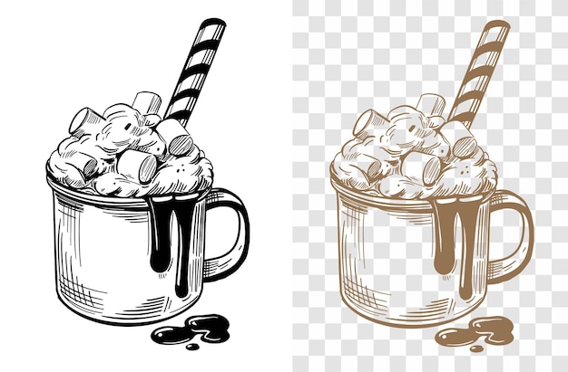 Рисованной иллюстрации горячего шоколада