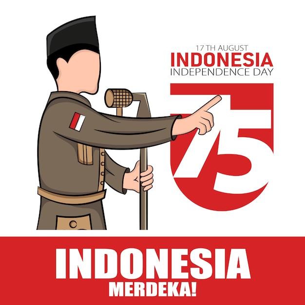 인도네시아 독립 기념일 인사말 카드 개념의 손으로 그린 그림.