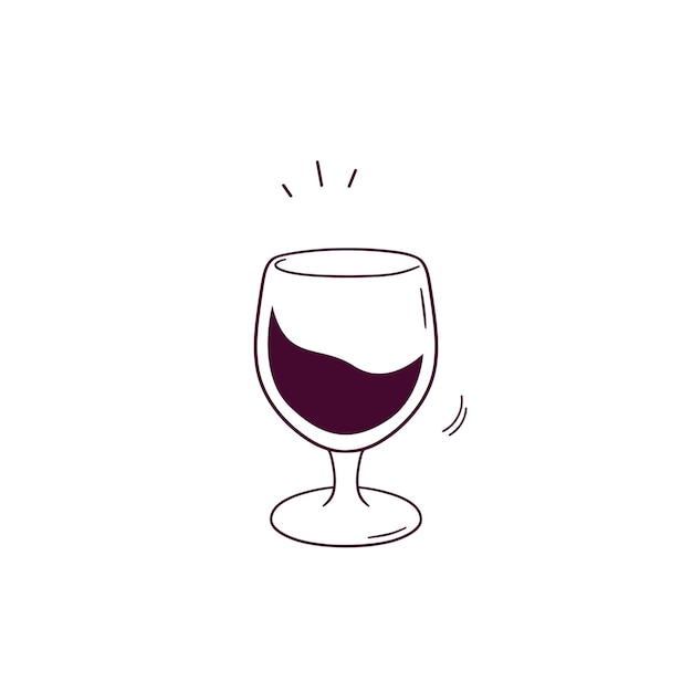Вектор Ручная иллюстрация иконы винного бокала иллюстрация векторного эскиза doodle