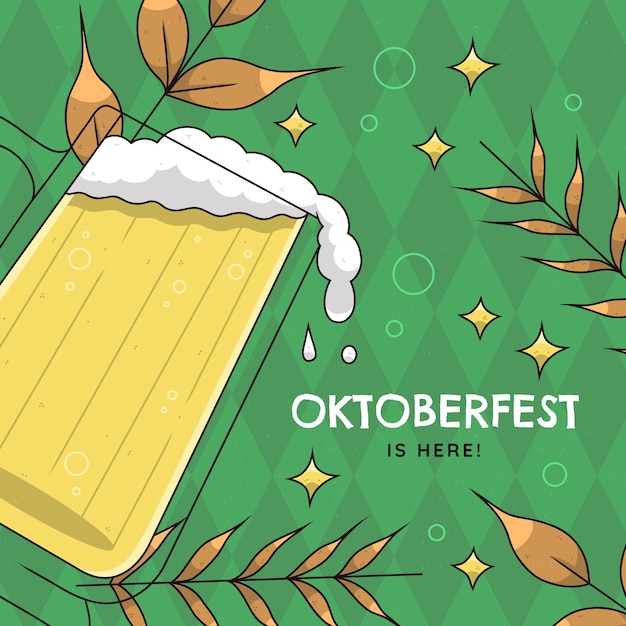 オクトーバーフェストのビール祭りの手描きイラスト