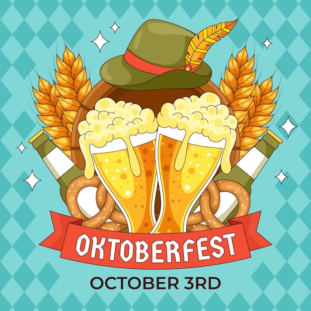 Vettore illustrazione disegnata a mano per il festival della birra oktoberfest