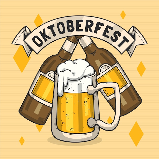 Vettore illustrazione disegnata a mano per la celebrazione dell'oktoberfest