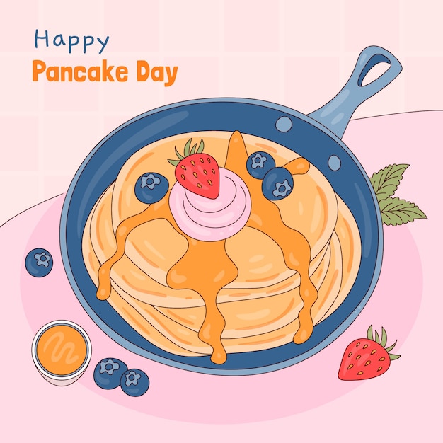 パンケーキの日を祝うための手描きのイラスト