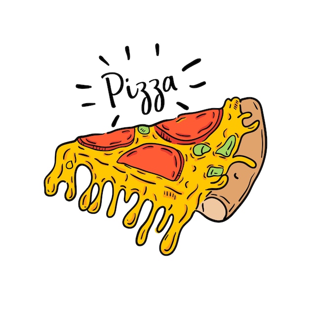 Hand drawn illustration of pizza.