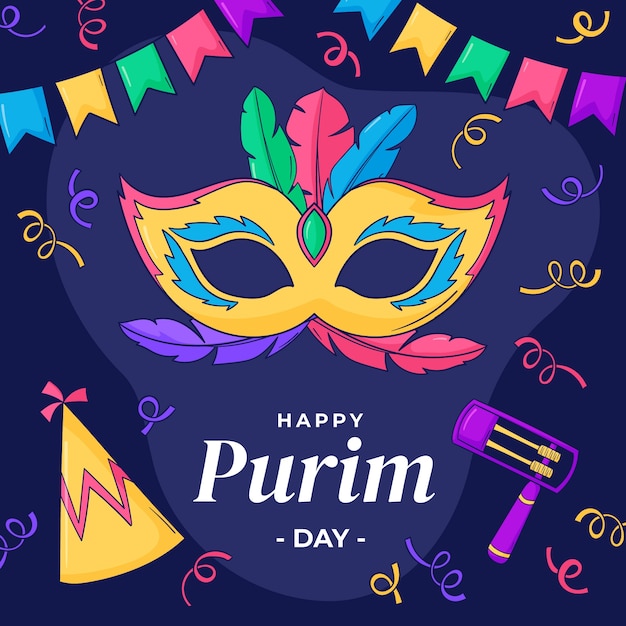 Hand drawn illustration for purim holiday celebration