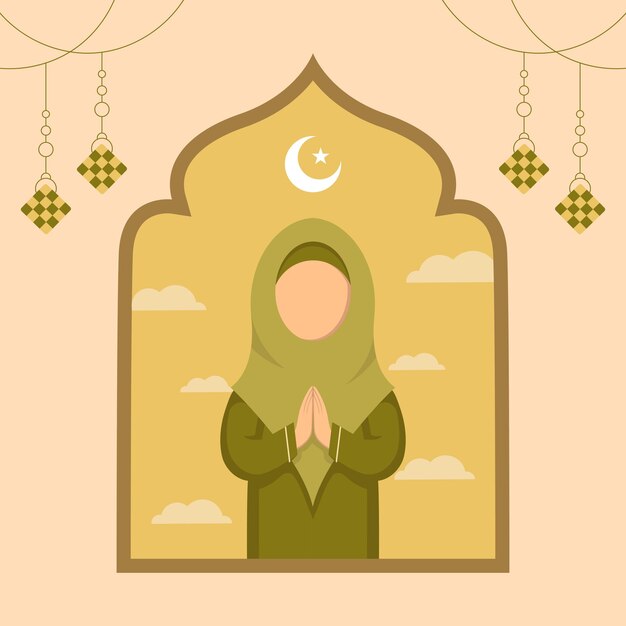 Illustrazione disegnata a mano del concetto di giorno di auguri di ramadan kareem