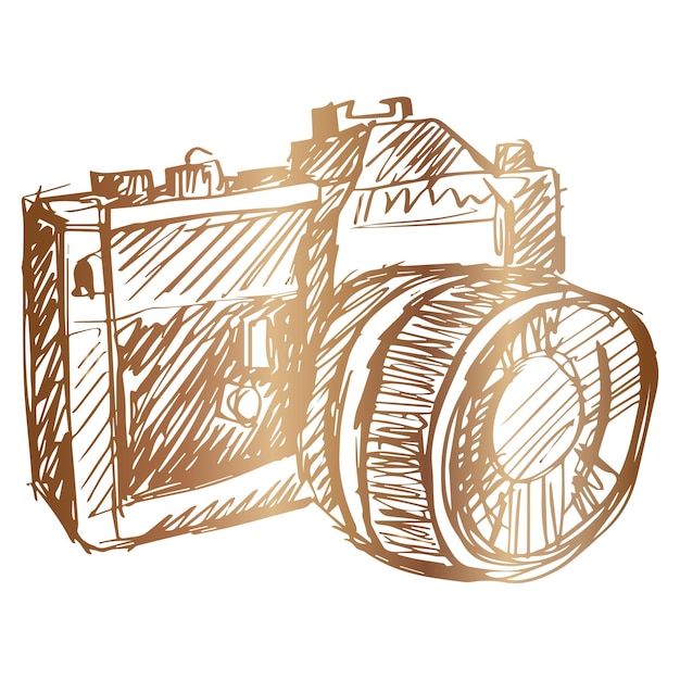 Vector hand drawn illustration retro camera