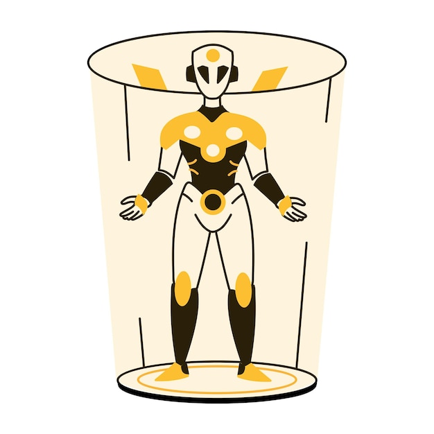 a hand drawn illustration of a robot hologram