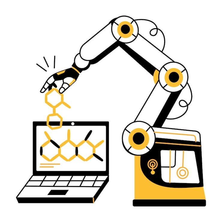 Vector a hand drawn illustration of robotics
