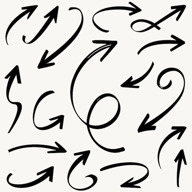 ビジネス プランと教育のための一連の矢印の手描きイラスト