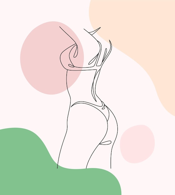 hand drawn illustration of a sexy womans body one line style b