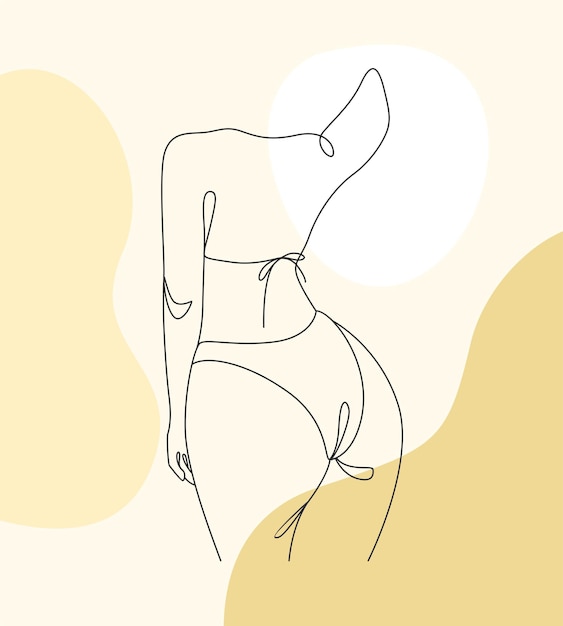 Vector hand drawn illustration of a sexy womans body one line style e