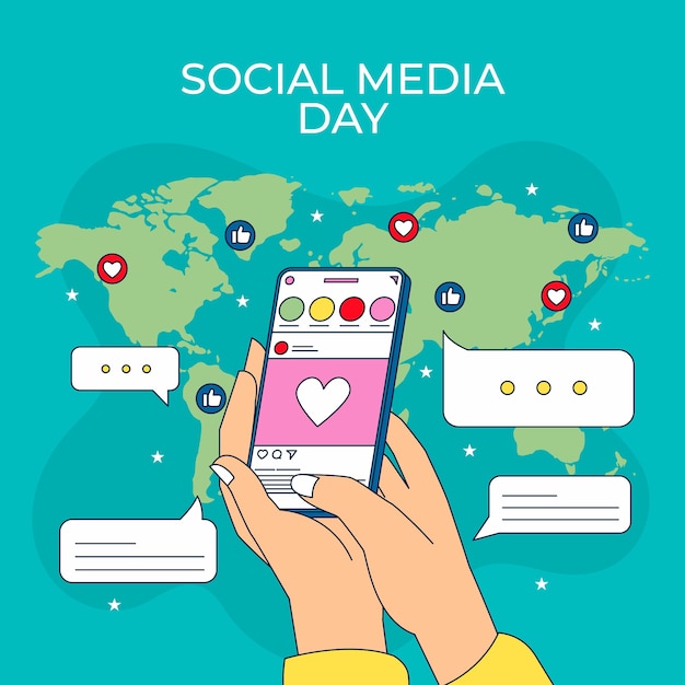 Hand drawn illustration for social media day