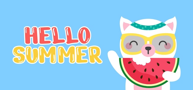 Hand drawn illustration of summer greeting banner.