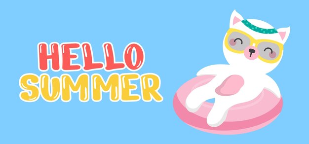 Hand drawn illustration of summer greeting banner.