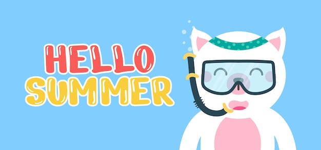 Hand drawn illustration of summer greeting banner.