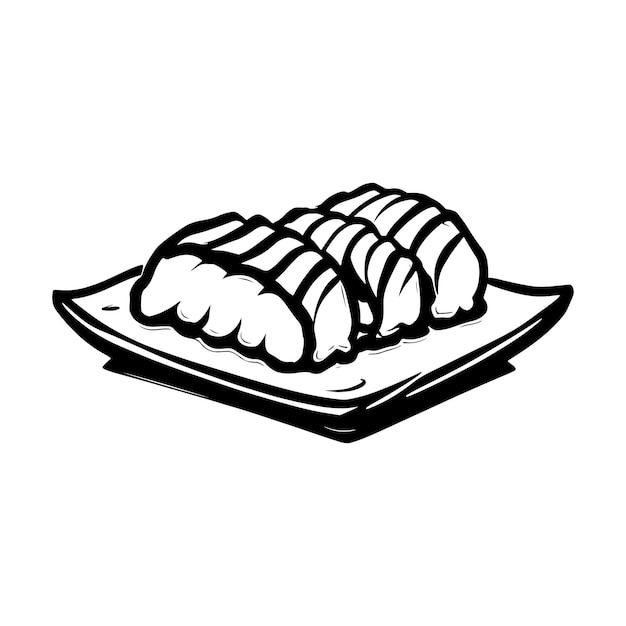 Vector hand drawn illustration of sushi roll japanese food