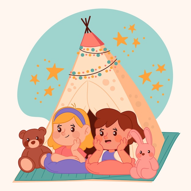 Vector hand drawn illustration of  teepee tent