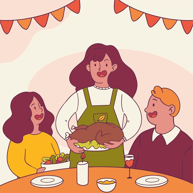 Hand drawn illustration for thanksgiving celebration