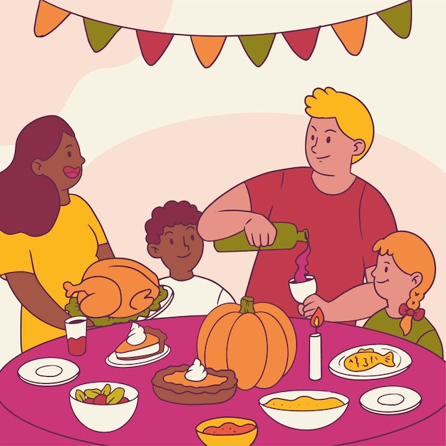 Vector hand drawn illustration for thanksgiving celebration