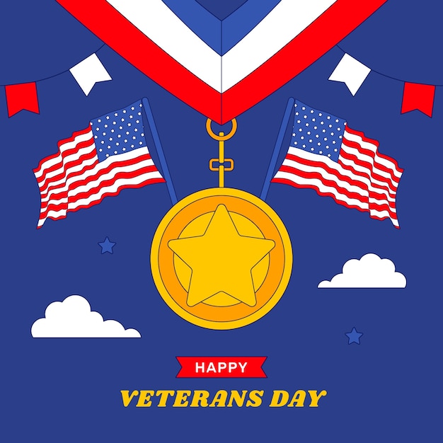 Hand drawn illustration for usa veteran's day holiday