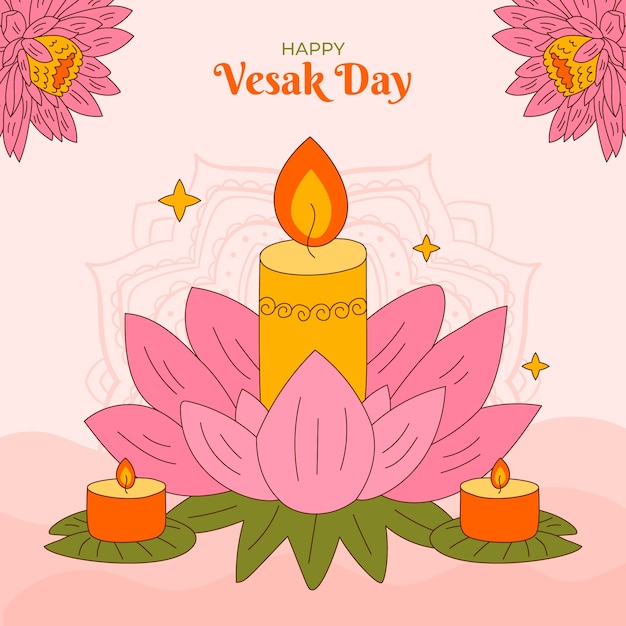 hand drawn illustration for vesak festival celebration