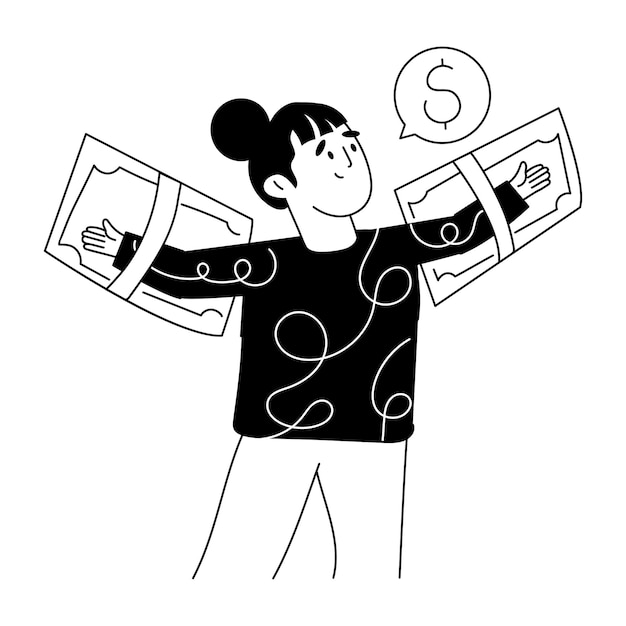 hand drawn illustration of wealthy person