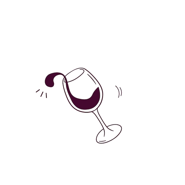 Illustrazione disegnata a mano dell'icona del bicchiere di vino doodle vector sketch illustration