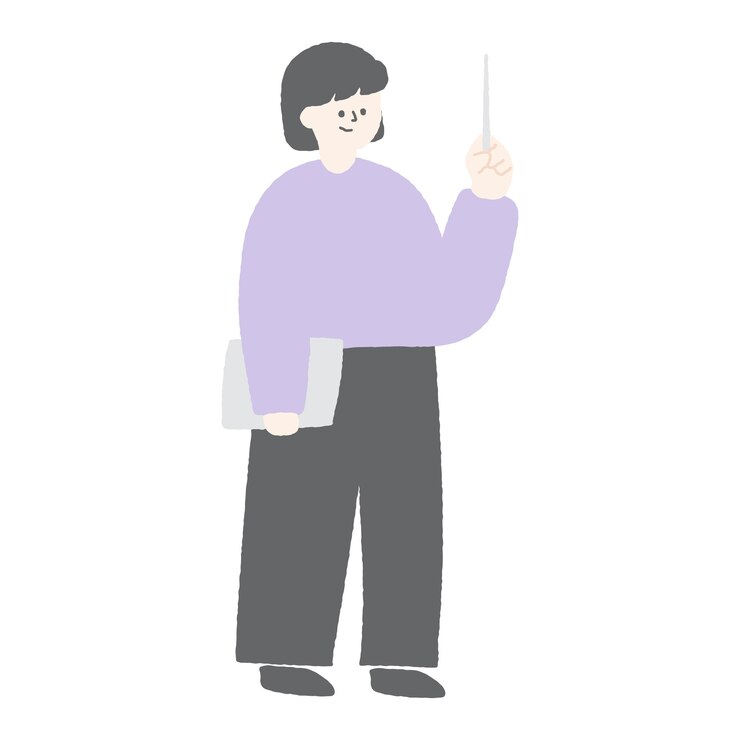 Vector 프리젠 테이션을하는 여자의 손으로 그린 그림