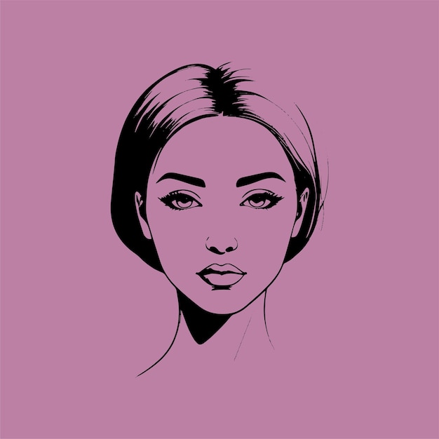 Vector hand drawn illustration of a womans face