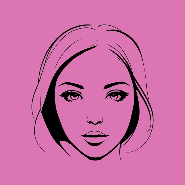 Vector hand drawn illustration of a womans face