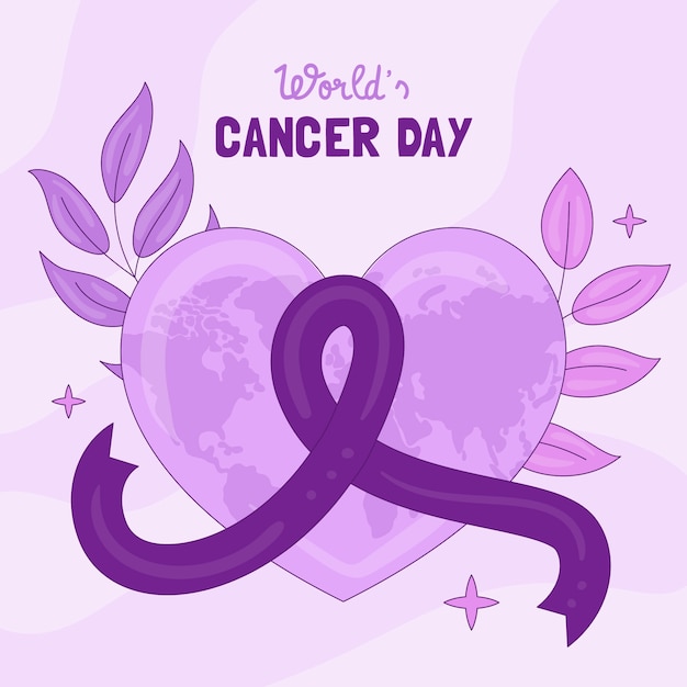 Hand drawn illustration for world cancer day awareness