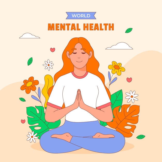 Hand drawn illustration for world mental health day awareness
