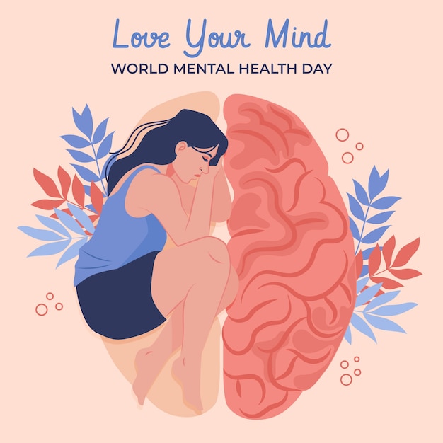 Hand drawn illustration for world mental health day