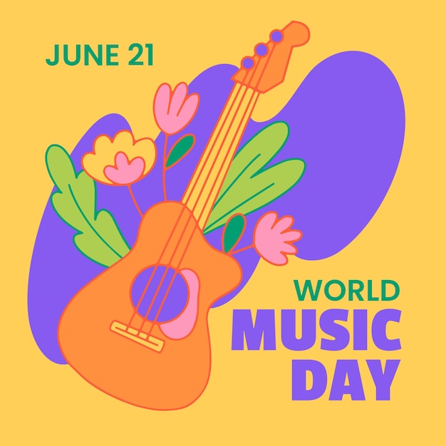 Vector hand drawn illustration for world music day celebration