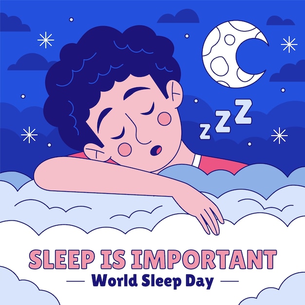 Hand drawn illustration for world sleep day