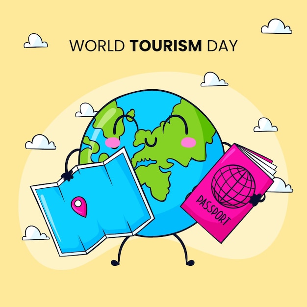 Hand drawn illustration for world tourism day celebration