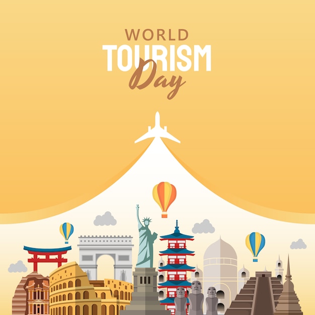 Hand drawn illustration of world tourism day concept.