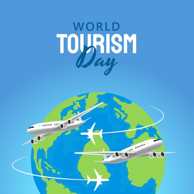 Hand drawn illustration of world tourism day concept.