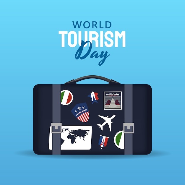 Illustrazione disegnata a mano del concetto di giornata mondiale del turismo.