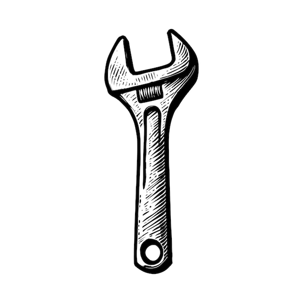 Vector hand drawn illustration of wrench