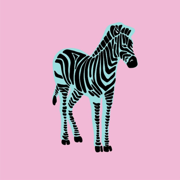 Hand drawn illustration of a zebra.