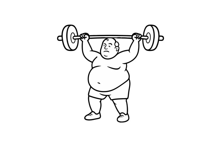Vector hand drawn illustrations plus size individuals engaged in sport or fitness activities