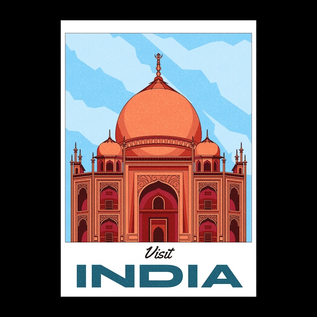 Vector hand drawn  india travel poster