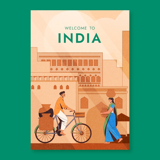 Vector hand drawn india travel posters design